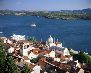 Sibenik Prints: View over the Old Town and cathedral of St. Jacob, Sibenik, Knin region
