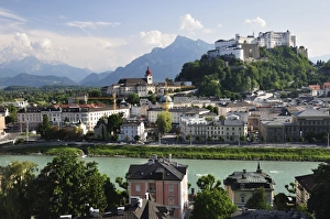 View of the old town and fortress Hohensalzburg, seen from Kapuzinerberg