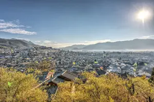Lijiang Prints: A view over the Old Town part of Lijiang (Dayan)