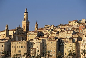 Menton Prints: View to Old Town, Menton, Alpes-Maritimes, Cote d Azur, Provence, French Riviera