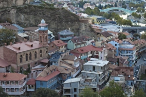View of Old town and Narikala Fortress, Tbilisi, Georgia, Caucasus, Central Asia, Asia