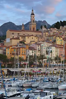 Menton Prints: View over old town and port, Menton