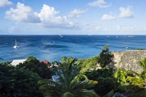 Netherland Antilles Prints: View over Oranje Bay, Oranjestad capital of St. Eustatius, Statia, Netherland Antilles