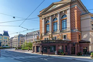 Outdoor Dining Prints: View of the ornate architecture from Eidsvolls Plass, Oslo, Norway, Scandinavia, Europe