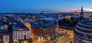 Local Architecture Prints: View of Oslo Cathedral and city skyline from elevated position at dusk