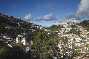 Colonialism Prints: View of Ouro Preto, UNESCO World Heritage Site, Minas Gerais, Brazil, South America