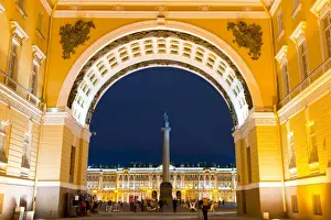 Typically Russian Prints: View of Palace Square, Alexander Column and the Winter Palace through the Triumphal
