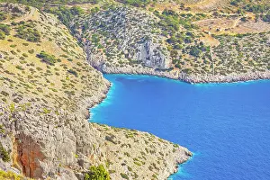 Sights Prints: View over Panormitis bay, Panormitis, Symi Island, Dodecanese Islands, Greece