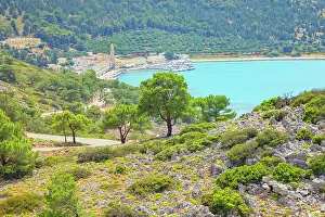 Docked Prints: View over Panormitis bay, Panormitis, Symi Island, Dodecanese Islands, Greece