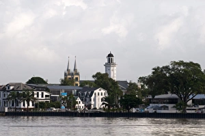 Riverside Prints: View of Paramaribo from the river, Paramaribo, Suriname, South America