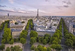 View over Paris at sunset, Paris, France, Europe
