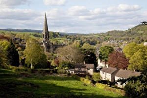 Bakewell Prints: View of Parish Church and town, Bakewell, Derbyshire, England, United Kingdom, Europe