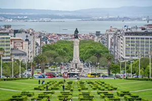 View of Parque Eduardo VII and Marques De Pombal, Lisbon, Portugal, Europe