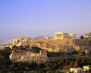 View of the Parthenon and the Acropolis seen from Filopappos Hill