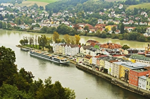 Danube Prints: View of Passau with rivers Danube and Inn, Bavaria, Germany, Europe