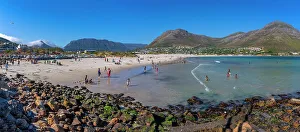 Hout Bay Prints: View of people bathing on Hout Bay Beach