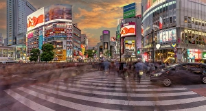 Pedestrians Prints: View of people at the world's busiest road crossing