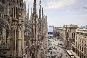 Milan Prints: View over the Piaza Duomo from the Duomo (Cathedral), Milan, Lombardy, Italy, Europe