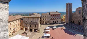 View of Piazza Grande from Palazzo Comunale in Montepulciano, Montepulciano, Province of Siena, Tuscany, Italy, Europe