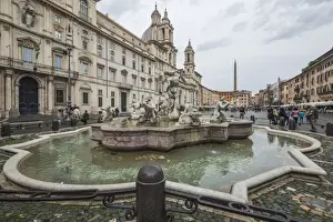 Cobbled Prints: View of Piazza Navona with Fountain of the Four Rivers and the Egyptian obelisk in the middle