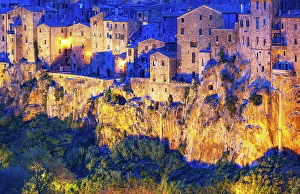 Pitigliano Prints: View towards Pitigliano at sunset, Grosseto, Tuscany, Italy