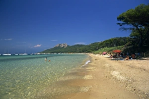 View along the Plage Notre Dame, Ile de Porquerolles, near Hyeres, Var