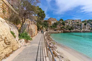 View of Platja de Portocristo beach, Porto Cristo, Majorca, Balearic Islands, Spain, Mediterranean, Europe