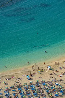Sun Lounger Prints: View of Playa de Amadores beach from elevated position
