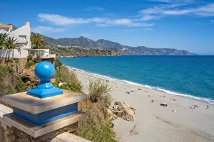 Costa Del Sol Prints: View of Playa de Burriana beach and coastline in Nerja