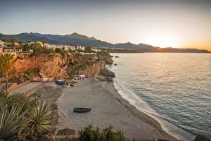 Costa Del Sol Prints: View of Playa de Calahonda beach and coastline at sunrise in Nerja