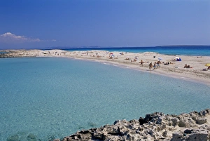 Holidaying Prints: View of Playa de ses Illetes beach