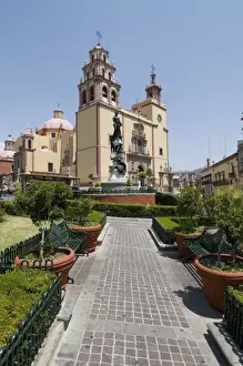 Guanajuato State Prints: View from the Plaza de la Paz of the 17th century Basilica de Nuestra Senora de Guanajuato in Guanajuato