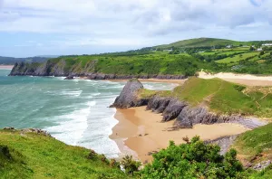 United Prints: View of Pobbles Bay beach and Three Cliffs Bay on the Gower Peninsula in Swansea