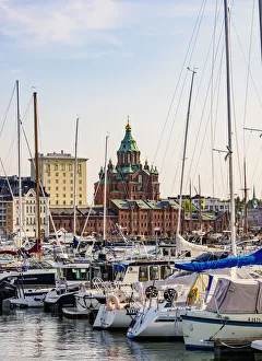 Helsinki Prints: View over the Pohjoissatama Harbour towards the Uspenski Cathedral