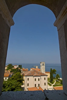 Porec Prints: View over Porec from the 6th century Euphrasian Basilica, UNESCO World Heritage Site