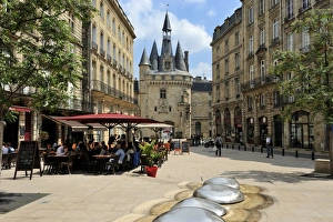 Street Cafe Prints: View of Porte Cailhau from Place de Palais