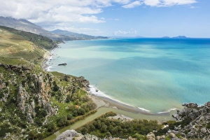 Cloud Sky Prints: View over Preveli beach, Crete, Greek Islands, Greece, Europe