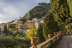 Taormina Prints: View from the public garden Parco Duca di Cesaro, Taormina, Sicily, Italy, Europe