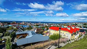 Red Roofs Prints: View over Punta Arenas, Patagonia, Chile, South America