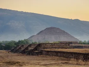 Rituals Prints: View towards the Pyramid of the Sun at dawn, Teotihuacan, Mexico State, Mexico
