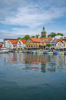 Norwegian Prints: View of reflections in harbour and Stavanger skyline during daytime, Stavanger, Norway