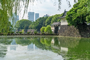Gardening Prints: View of reflections in Ote-bori Moat