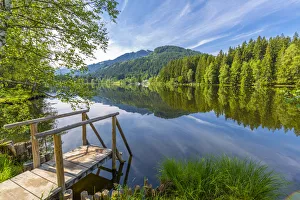 Tyrol Prints: View of reflections in Schwarzsee, Kitzbuhel, Austrian Tyrol, Austria, Europe