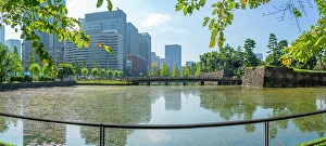 Inviting Prints: View of reflections in Wadakura Moat on a sunny day, Chiyoda, Tokyo, Honshu, Japan