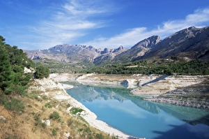 Valencia Prints: View along reservoir below the village of Guadalest