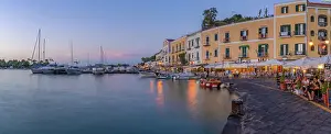 Outdoor Seating Prints: View of restaurants in Porto d'Ischia (Port of Ischia) at dusk
