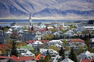 Images Dated 15th May 2010: View over Reykjavik with mountains looming in the distance, Reykjavik, Iceland