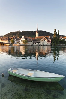 River Rhine Prints: View over the Rhine River to the old town and St