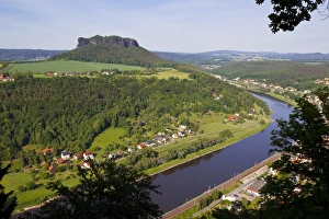 River Elbe Prints: View over the River Elbe, Saxon Switzerland, Saxony, Germany, Europe