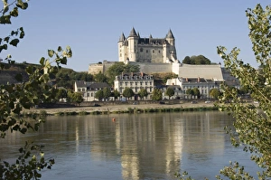 Chateau Prints: View across the River Loire to the Chateau de Saumur, Maine-et-Loire, Pays de la Loire